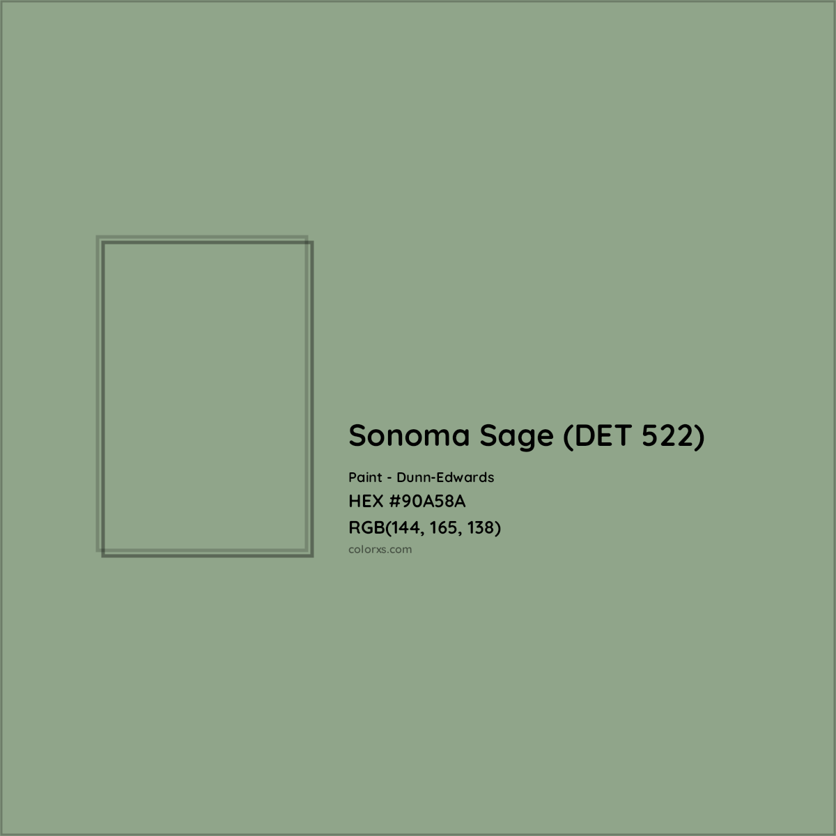 HEX #90A58A Sonoma Sage (DET 522) Paint Dunn-Edwards - Color Code