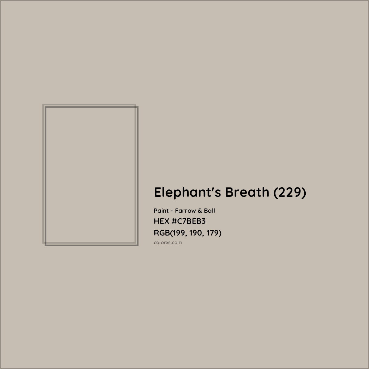 HEX #C7BEB3 Elephant's Breath (229) Paint Farrow & Ball - Color Code