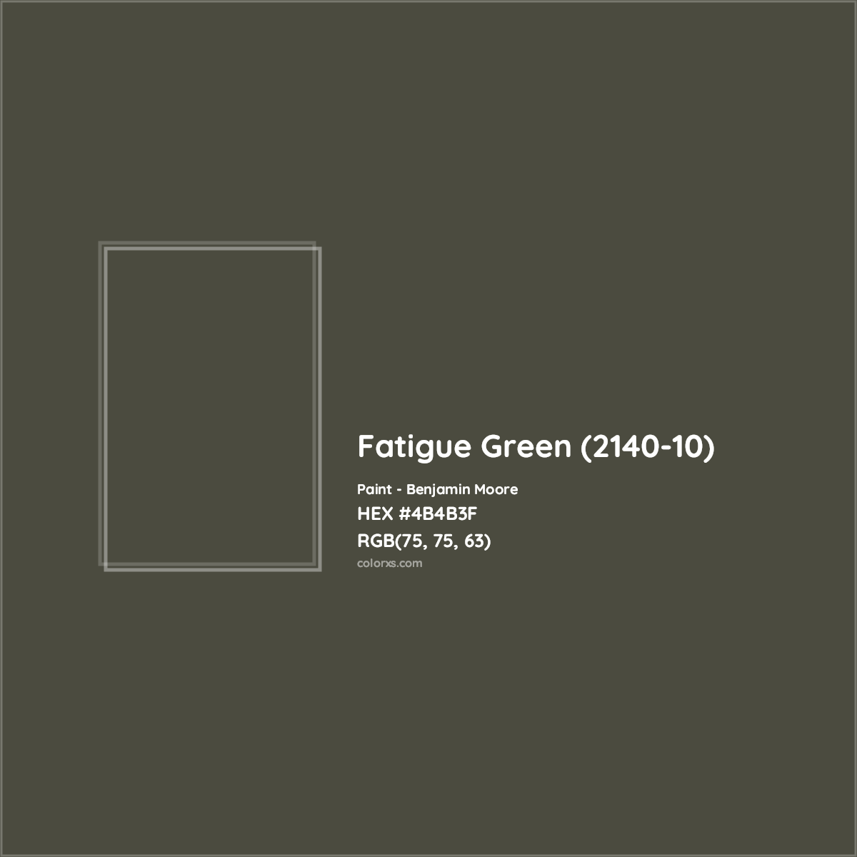 Benjamin Moore Fatigue Green (2140-10) Paint color codes, similar