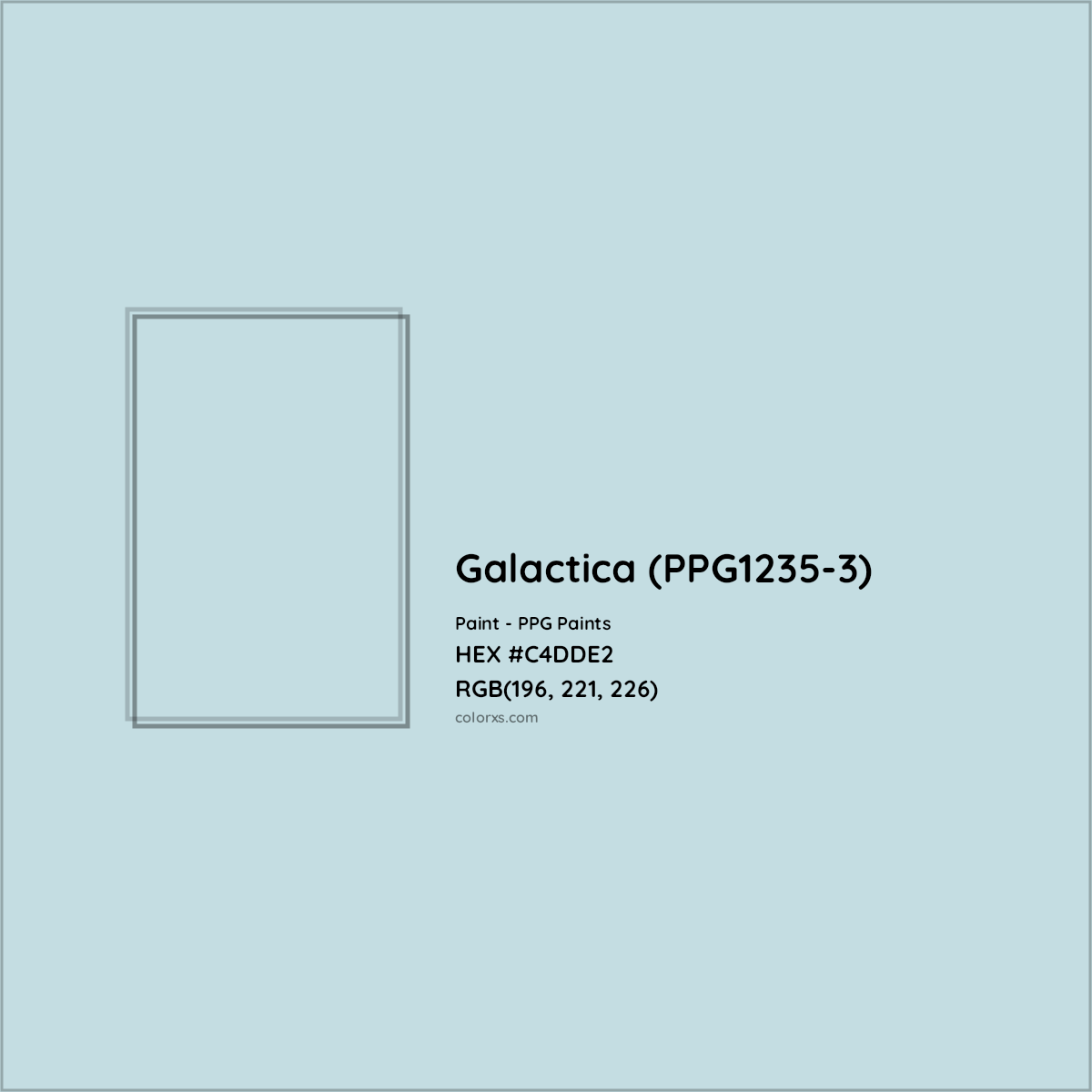 HEX #C4DDE2 Galactica (PPG1235-3) Paint PPG Paints - Color Code