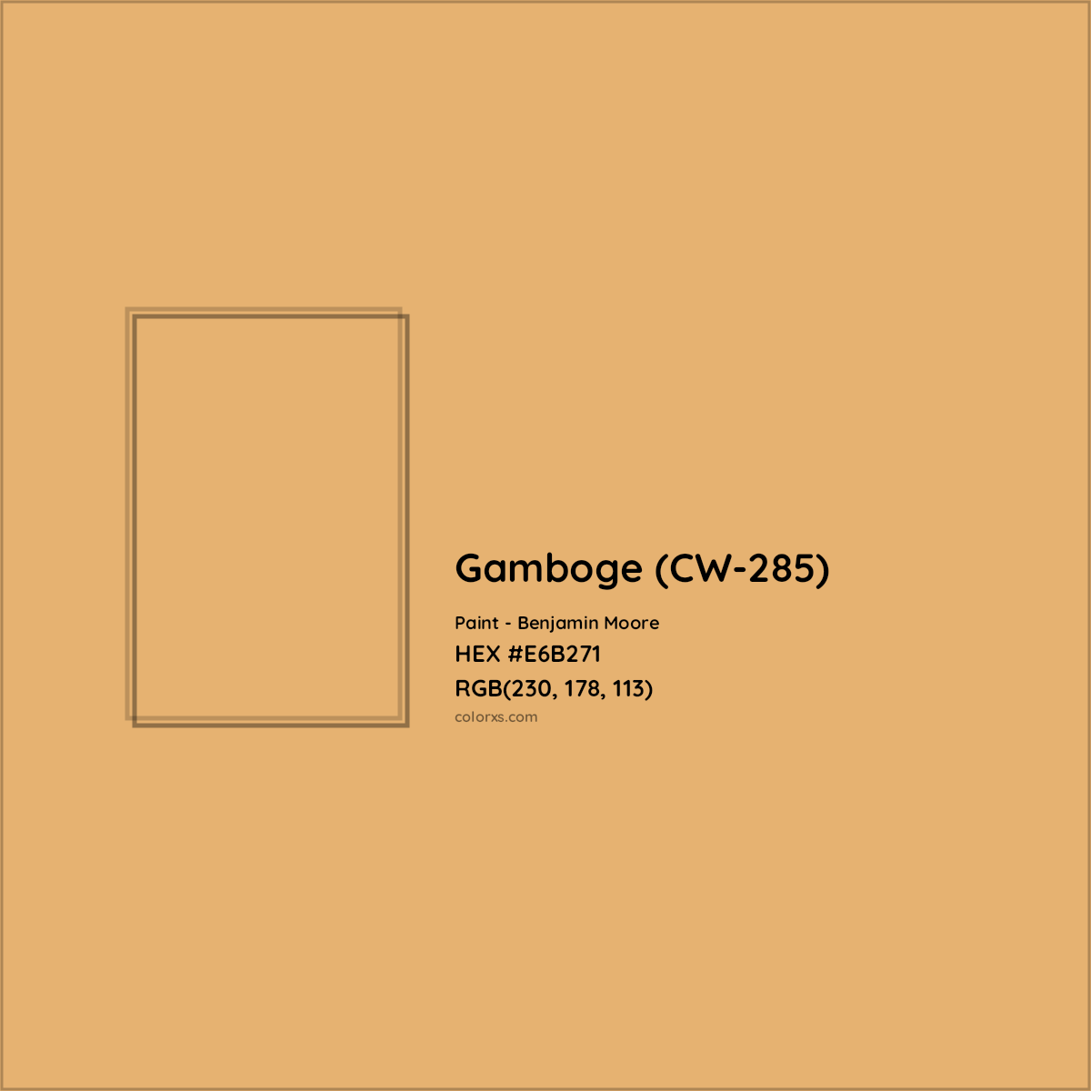 HEX #E6B271 Gamboge (CW-285) Paint Benjamin Moore - Color Code