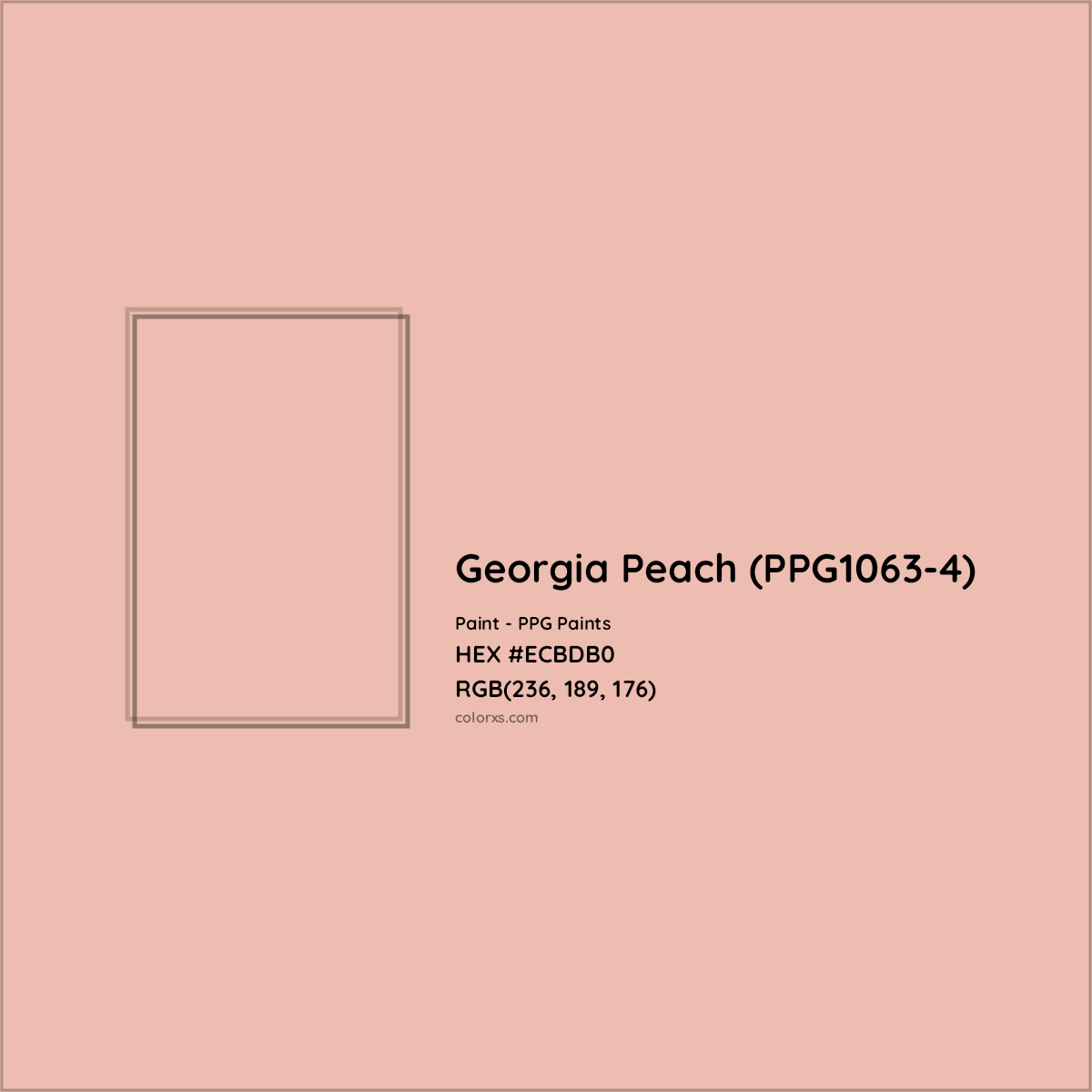 HEX #ECBDB0 Georgia Peach (PPG1063-4) Paint PPG Paints - Color Code