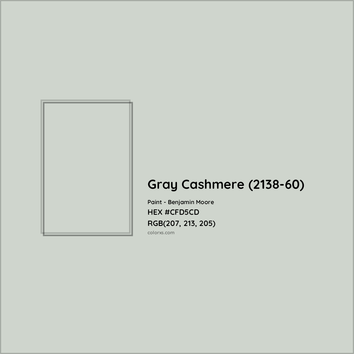 HEX #CFD5CD Gray Cashmere (2138-60) Paint Benjamin Moore - Color Code