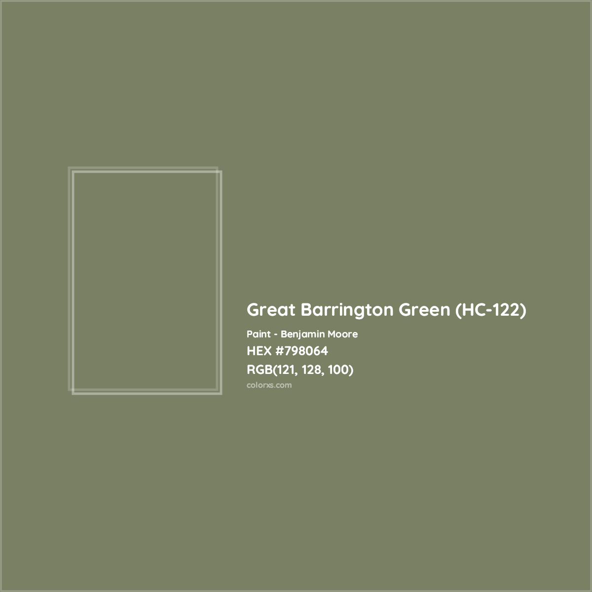 HEX #798064 Great Barrington Green (HC-122) Paint Benjamin Moore - Color Code