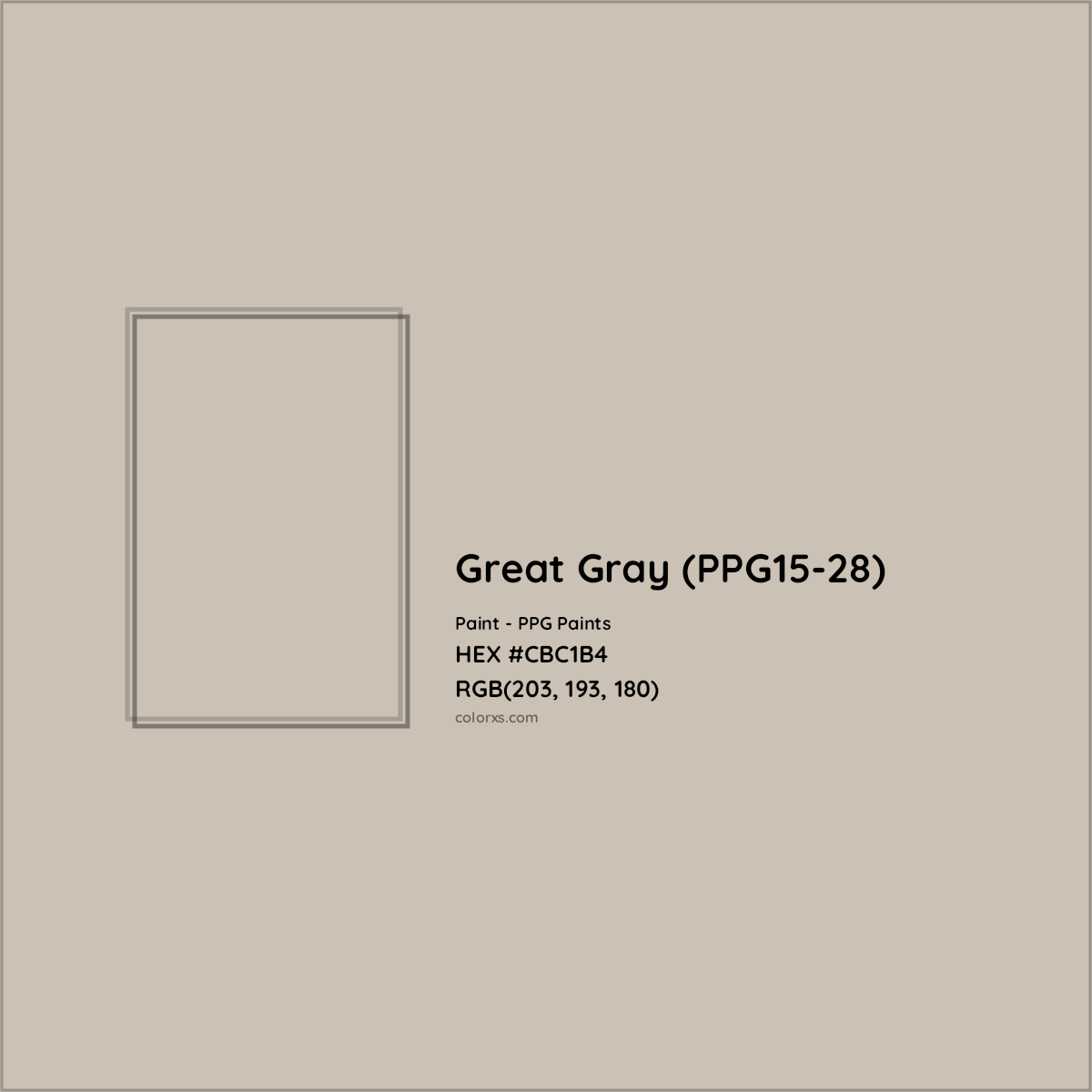 HEX #CBC1B4 Great Gray (PPG15-28) Paint PPG Paints - Color Code
