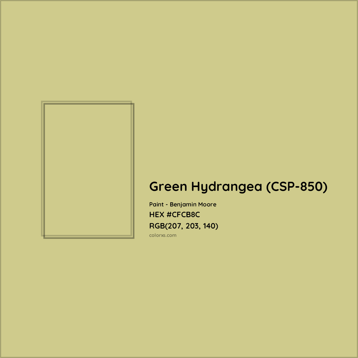 HEX #CFCB8C Green Hydrangea (CSP-850) Paint Benjamin Moore - Color Code