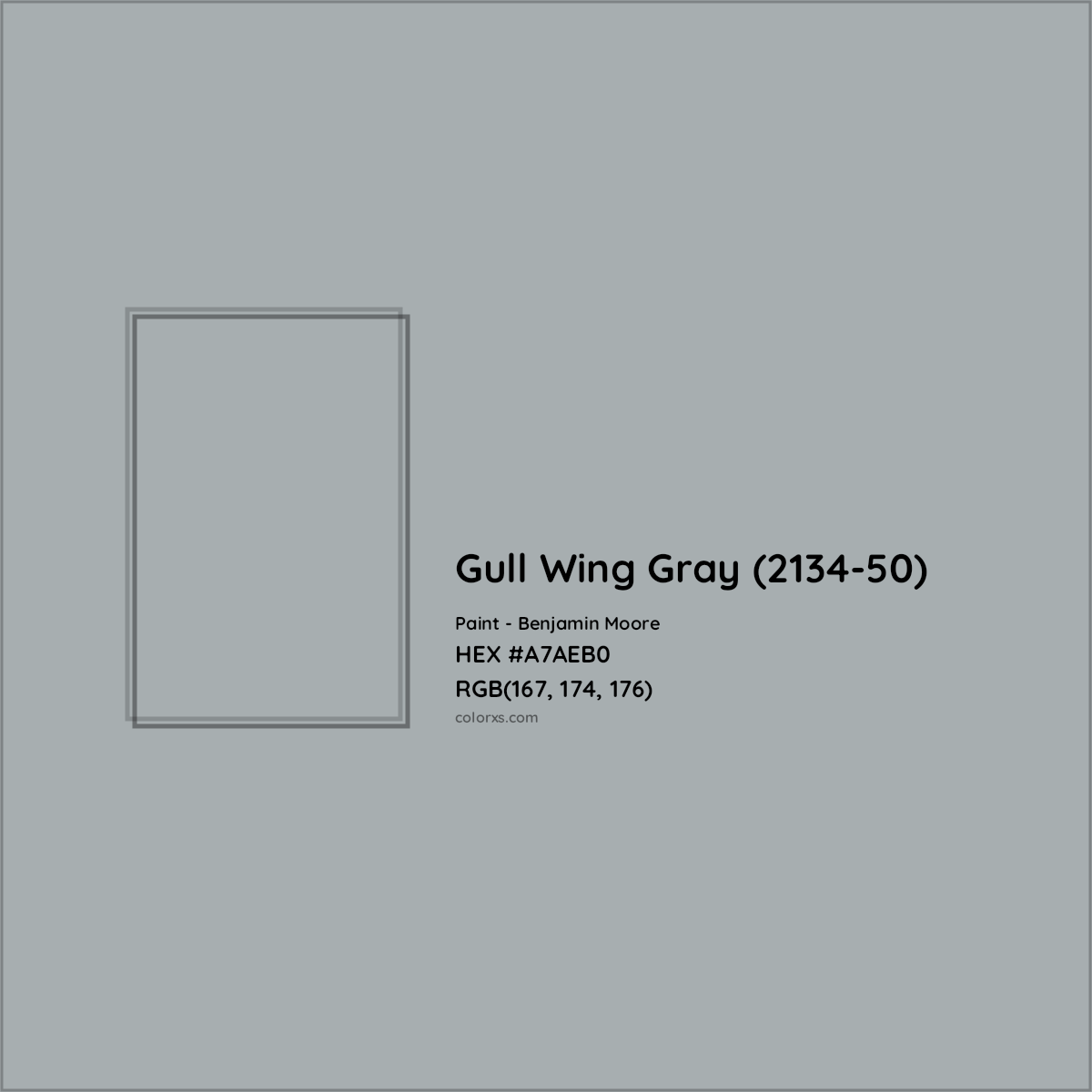 HEX #A7AEB0 Gull Wing Gray (2134-50) Paint Benjamin Moore - Color Code