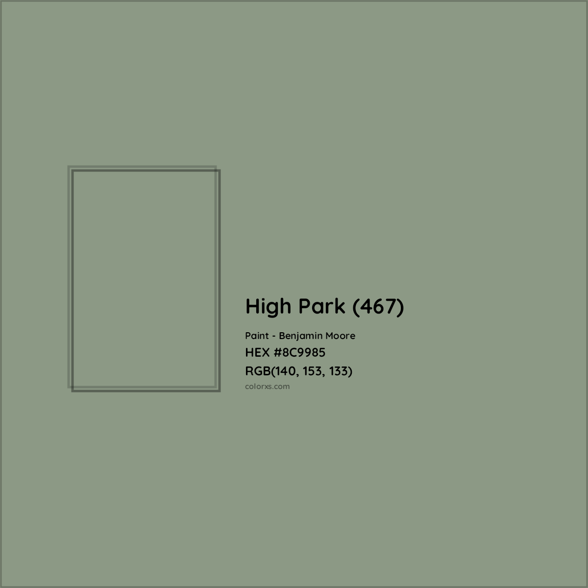 HEX #8C9985 High Park (467) Paint Benjamin Moore - Color Code