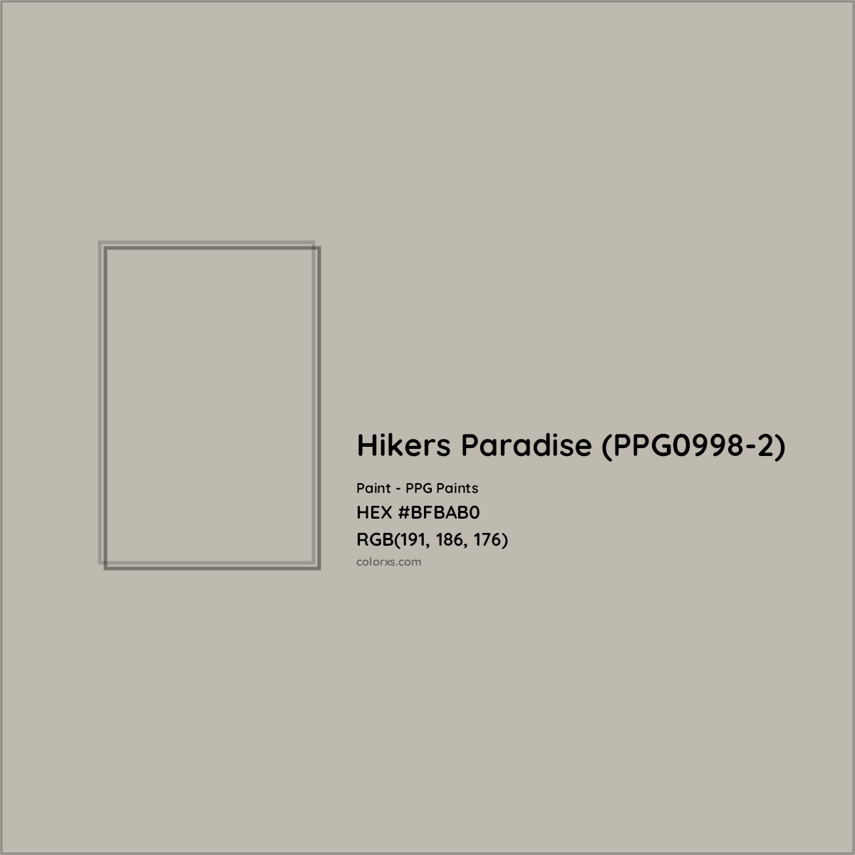 HEX #BFBAB0 Hikers Paradise (PPG0998-2) Paint PPG Paints - Color Code