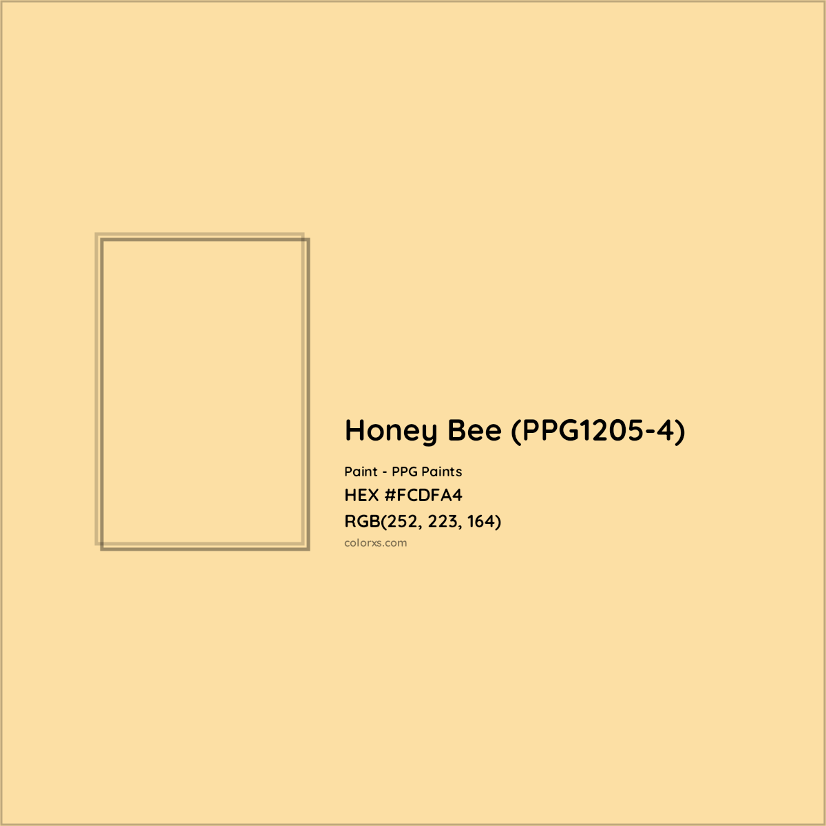 HEX #FCDFA4 Honey Bee (PPG1205-4) Paint PPG Paints - Color Code