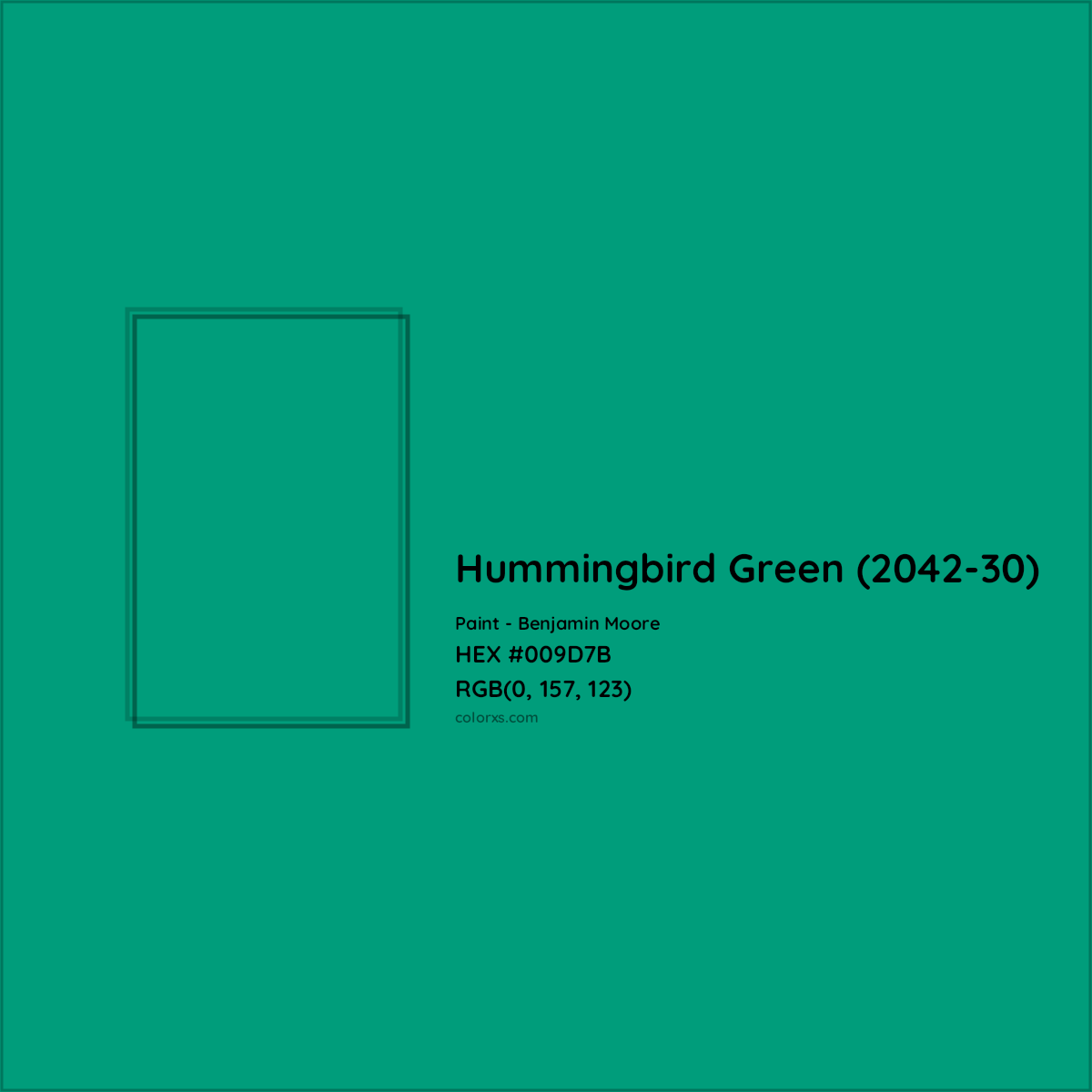 HEX #009D7B Hummingbird Green (2042-30) Paint Benjamin Moore - Color Code