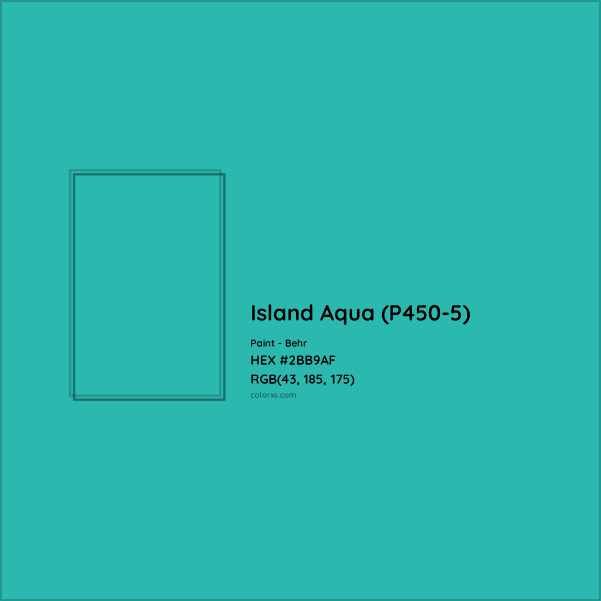 HEX #2BB9AF Island Aqua (P450-5) Paint Behr - Color Code