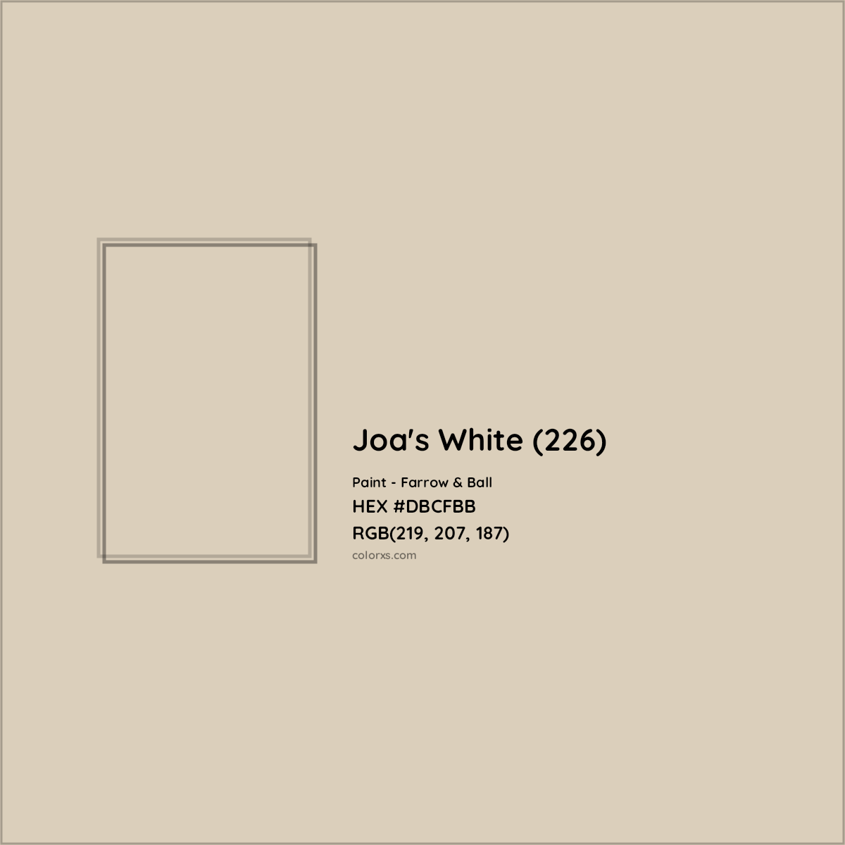 HEX #DBCFBB Joa's White (226) Paint Farrow & Ball - Color Code