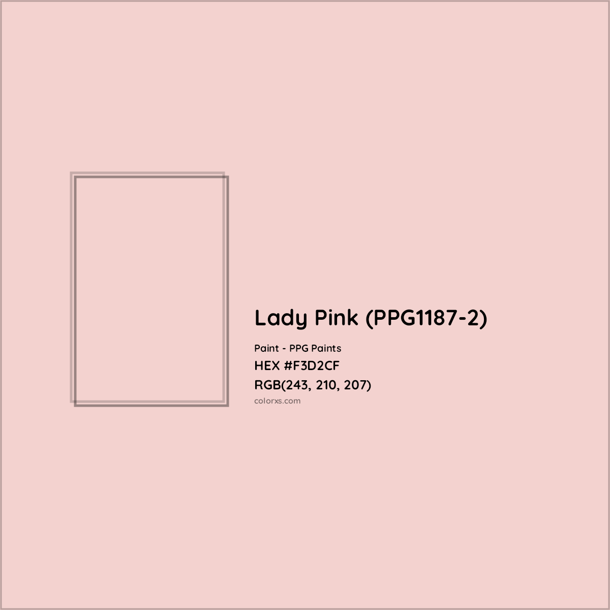 HEX #F3D2CF Lady Pink (PPG1187-2) Paint PPG Paints - Color Code