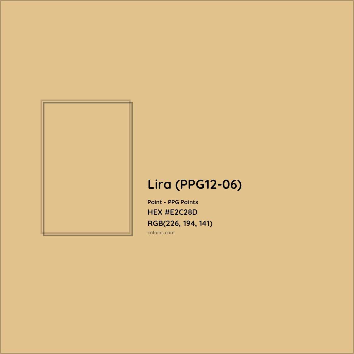 HEX #E2C28D Lira (PPG12-06) Paint PPG Paints - Color Code