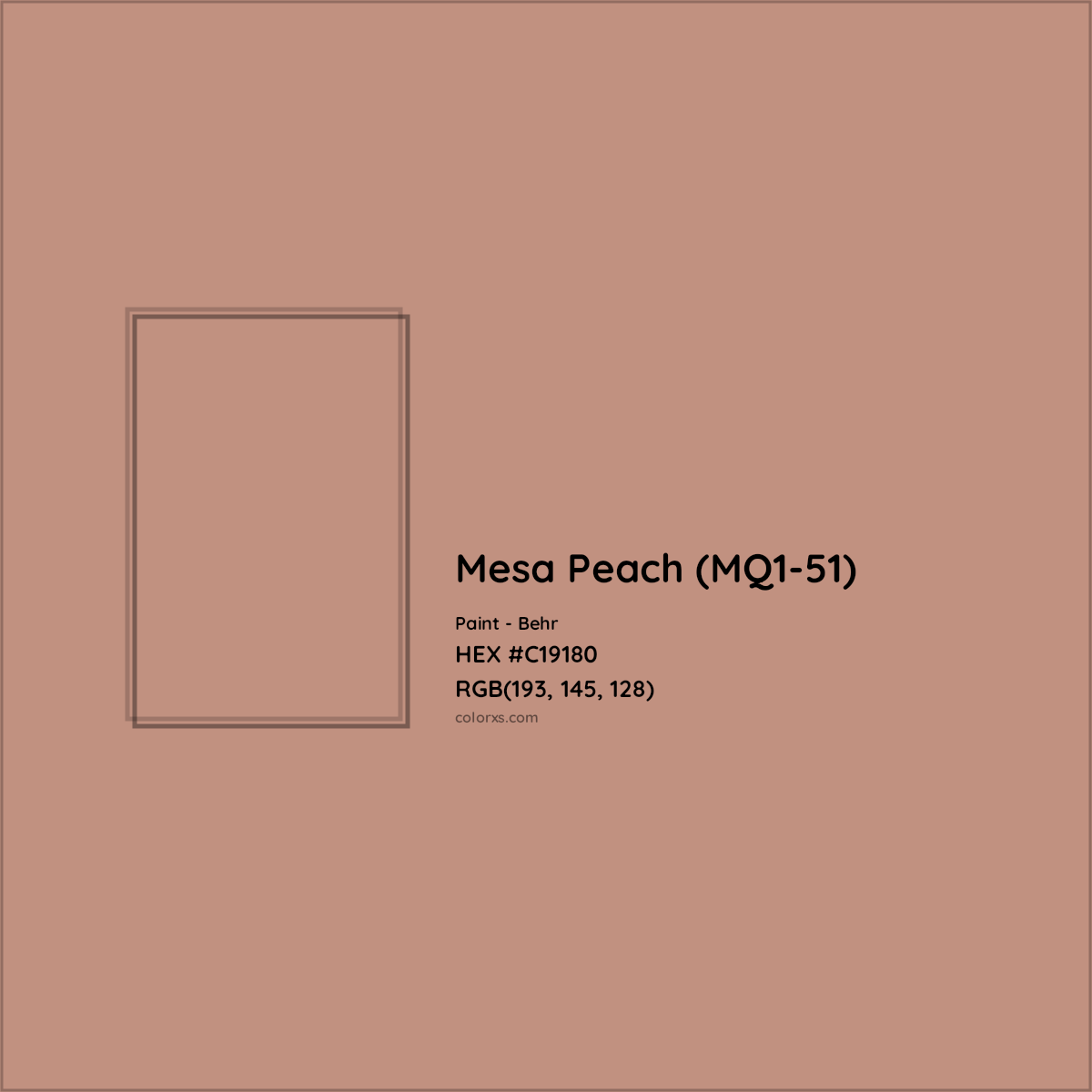 HEX #C19180 Mesa Peach (MQ1-51) Paint Behr - Color Code