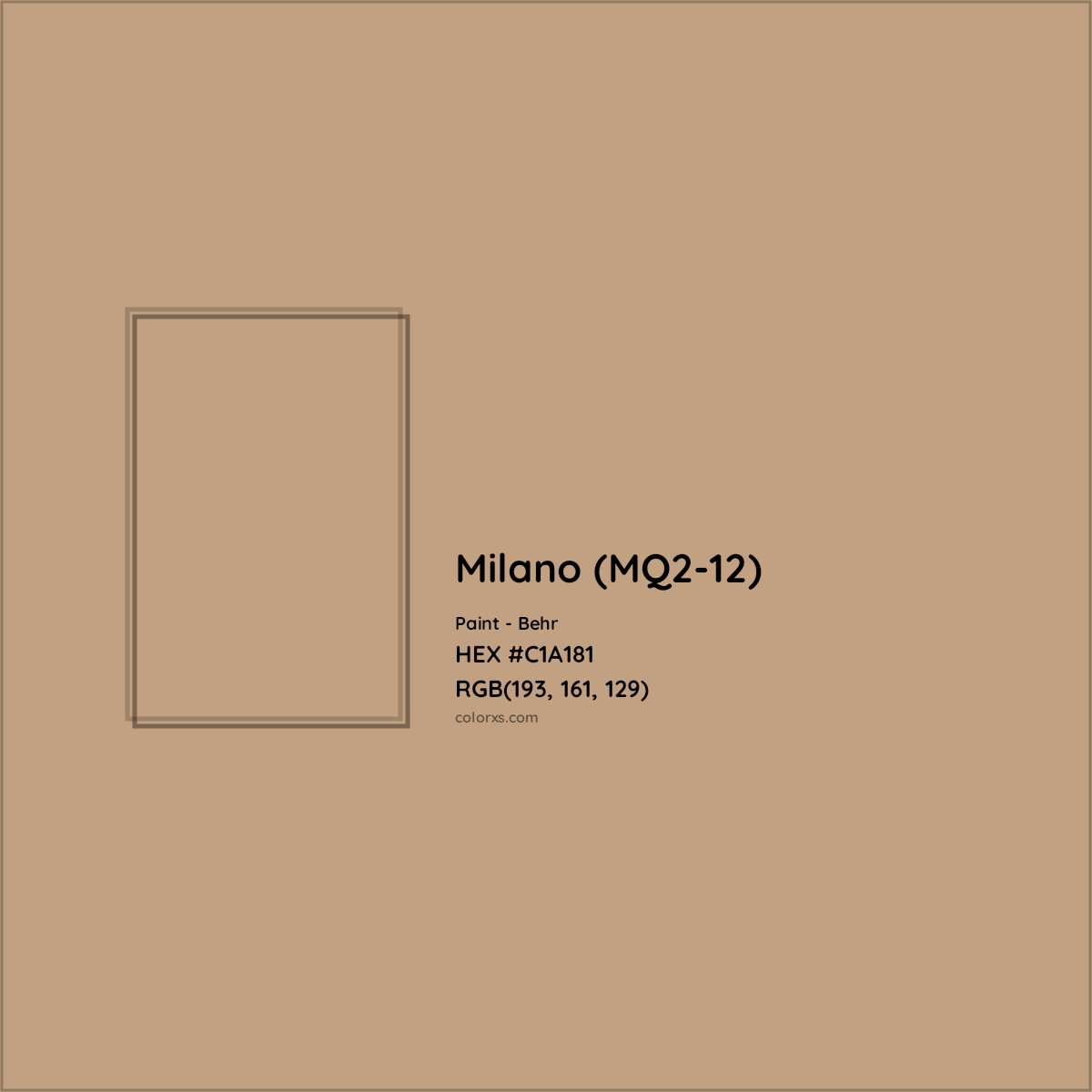 HEX #C1A181 Milano (MQ2-12) Paint Behr - Color Code