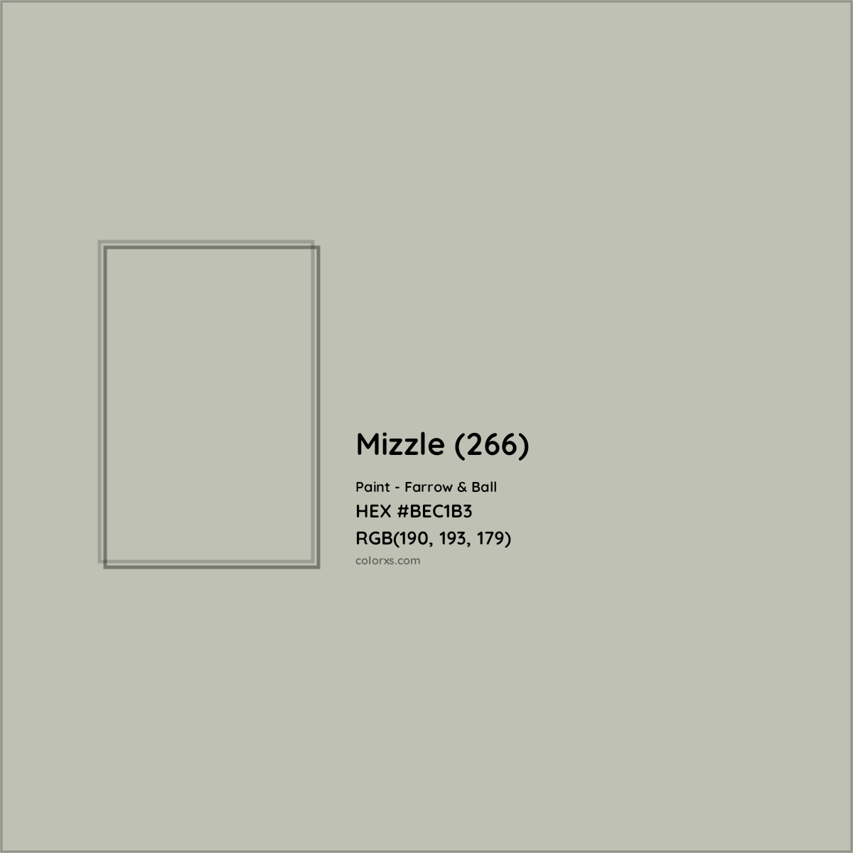 HEX #BEC1B3 Mizzle (266) Paint Farrow & Ball - Color Code