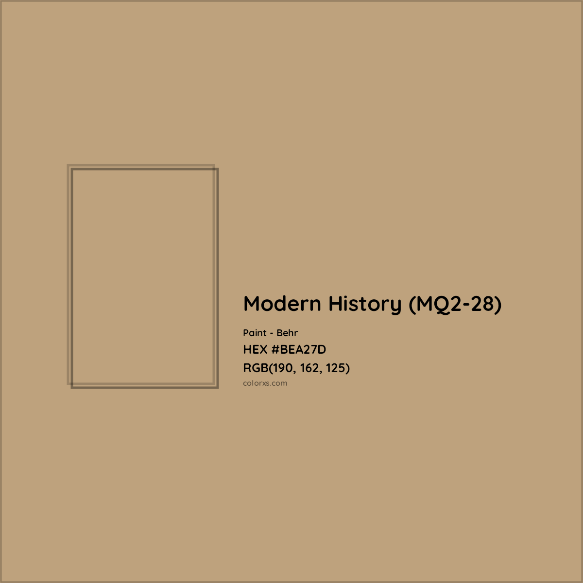 HEX #BEA27D Modern History (MQ2-28) Paint Behr - Color Code