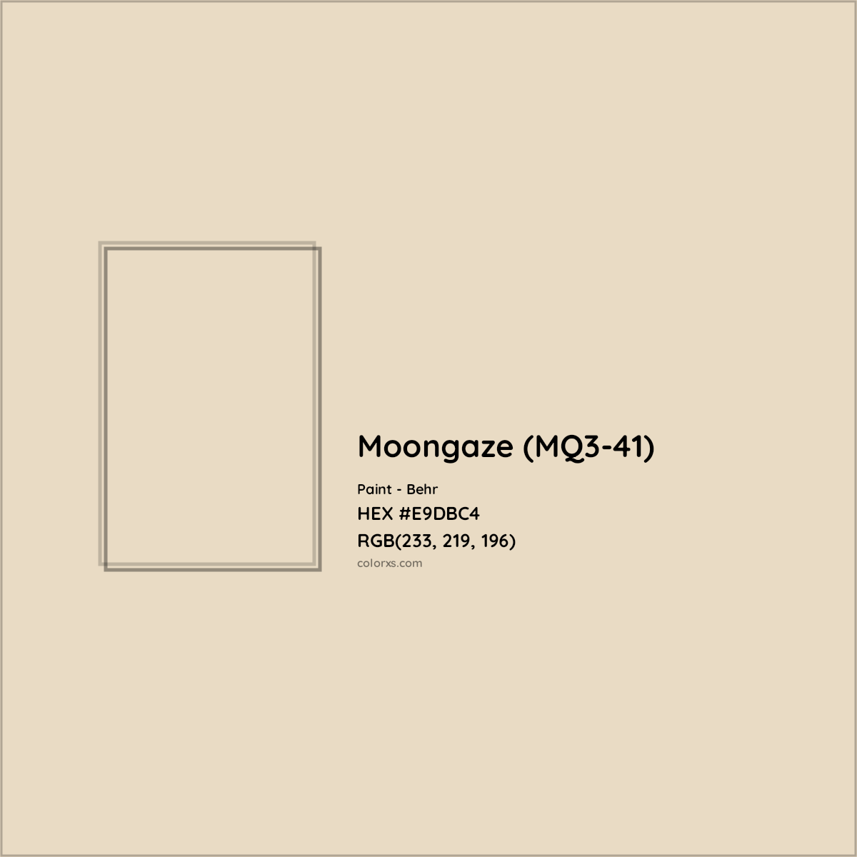 HEX #E9DBC4 Moongaze (MQ3-41) Paint Behr - Color Code