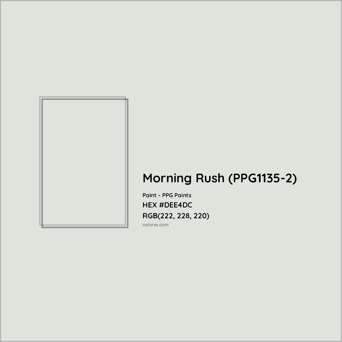 HEX #DEE4DC Morning Rush (PPG1135-2) Paint PPG Paints - Color Code