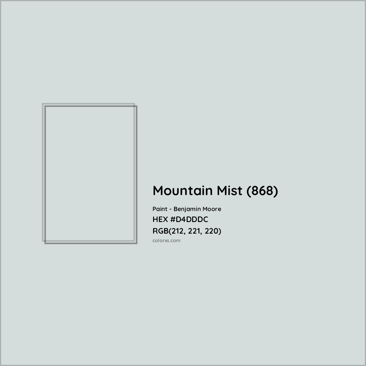 HEX #D4DDDC Mountain Mist (868) Paint Benjamin Moore - Color Code