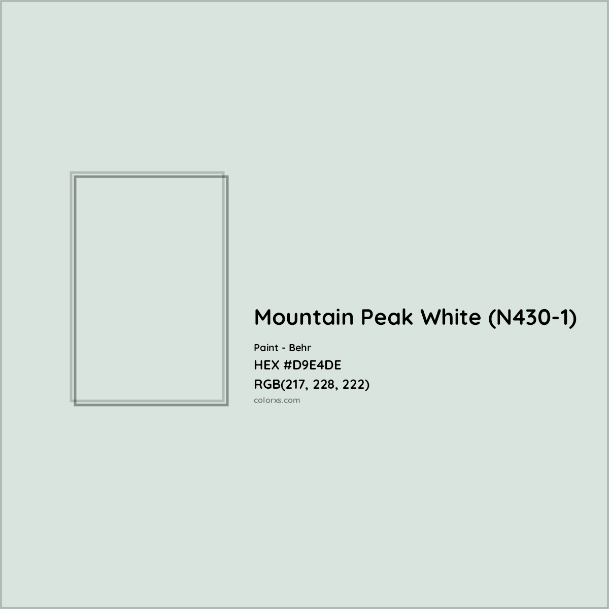 HEX #D9E4DE Mountain Peak White (N430-1) Paint Behr - Color Code