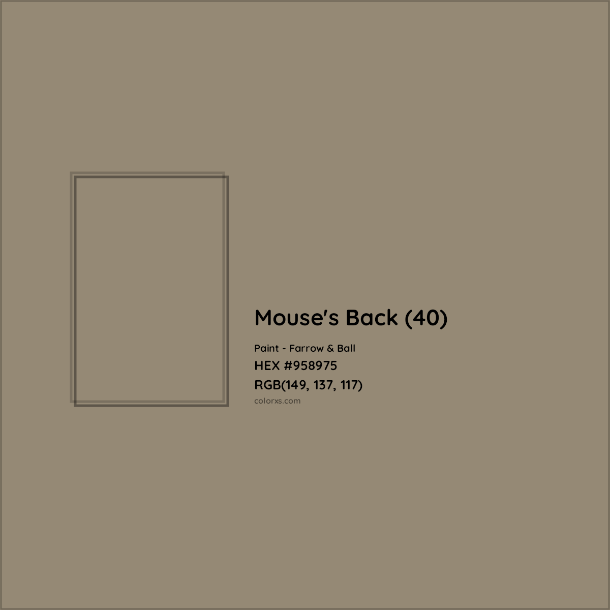 HEX #958975 Mouse's Back (40) Paint Farrow & Ball - Color Code