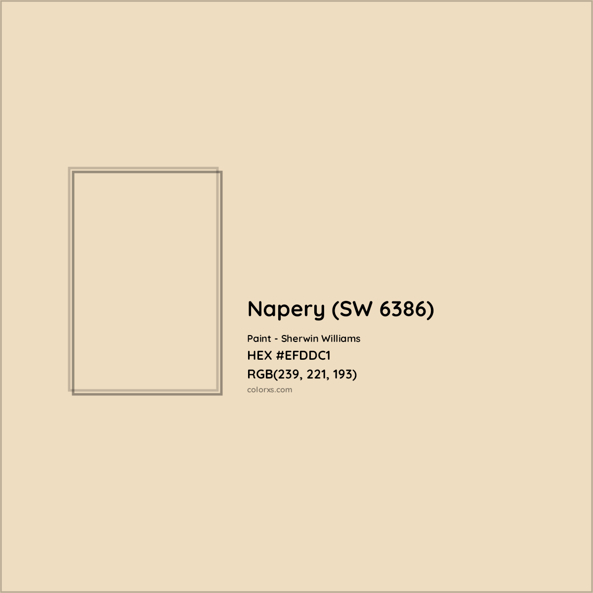 HEX #EFDDC1 Napery (SW 6386) Paint Sherwin Williams - Color Code