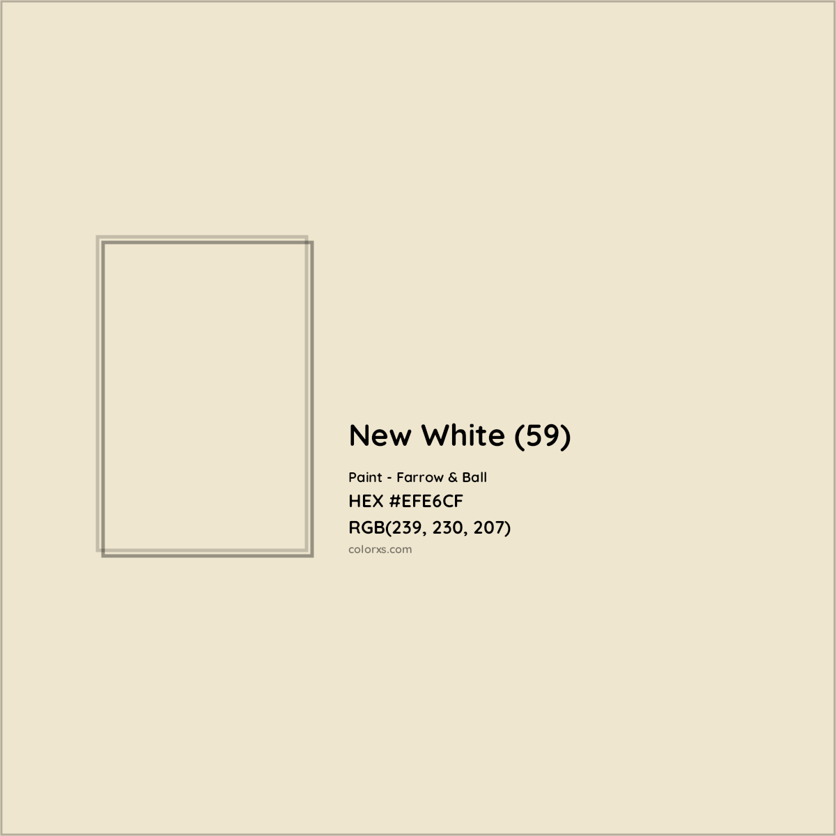 HEX #EFE6CF New White (59) Paint Farrow & Ball - Color Code