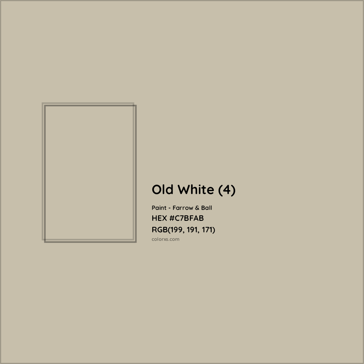 HEX #C7BFAB Old White (4) Paint Farrow & Ball - Color Code