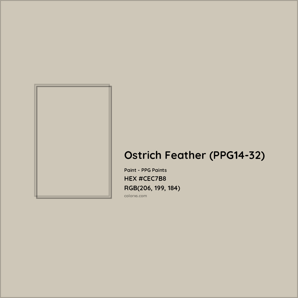 HEX #CEC7B8 Ostrich Feather (PPG14-32) Paint PPG Paints - Color Code