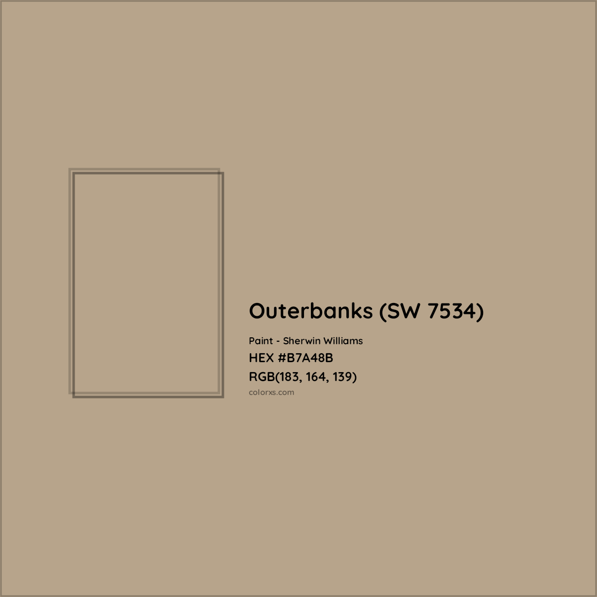 HEX #B7A48B Outerbanks (SW 7534) Paint Sherwin Williams - Color Code