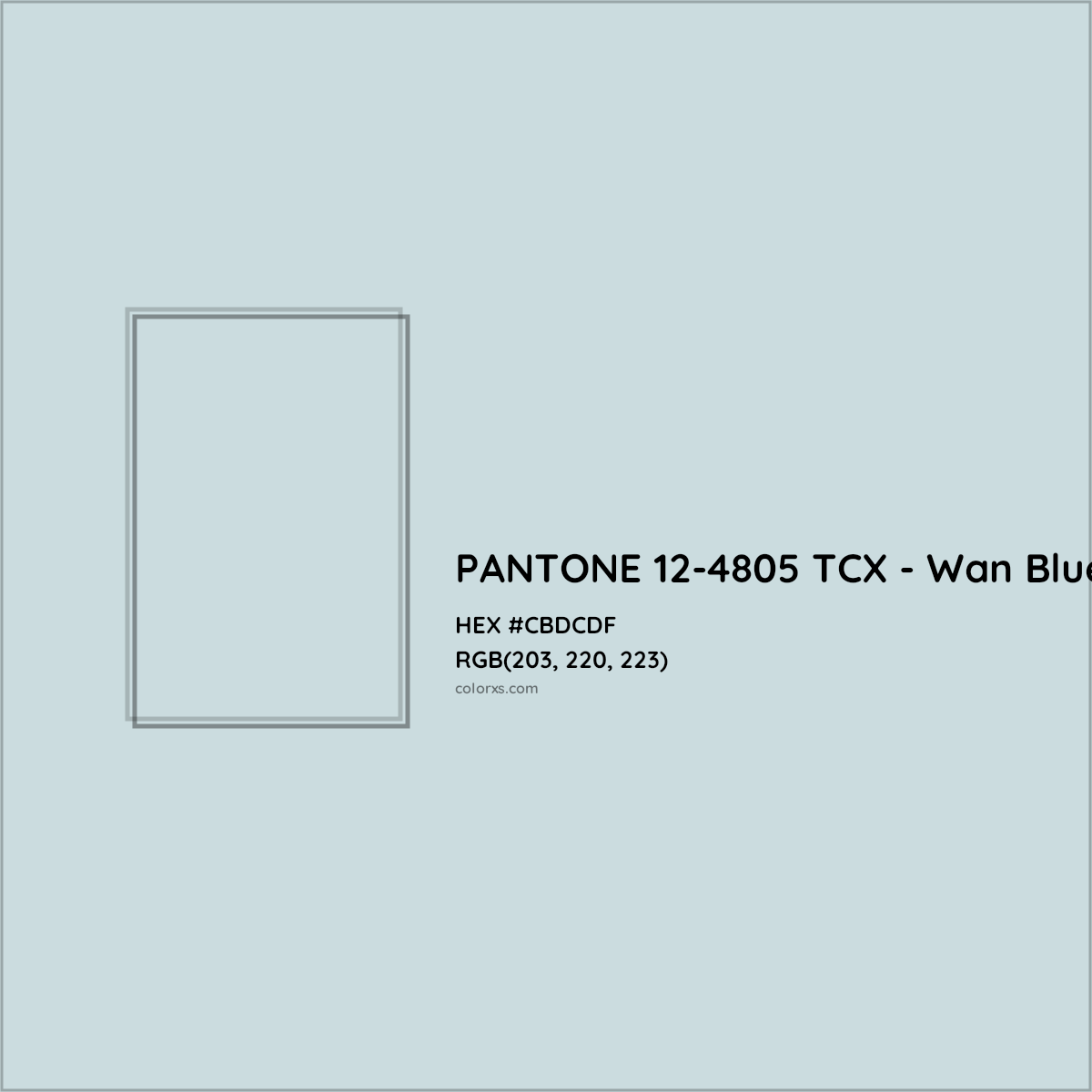 HEX #CBDCDF PANTONE 12-4805 TCX - Wan Blue CMS Pantone TCX - Color Code
