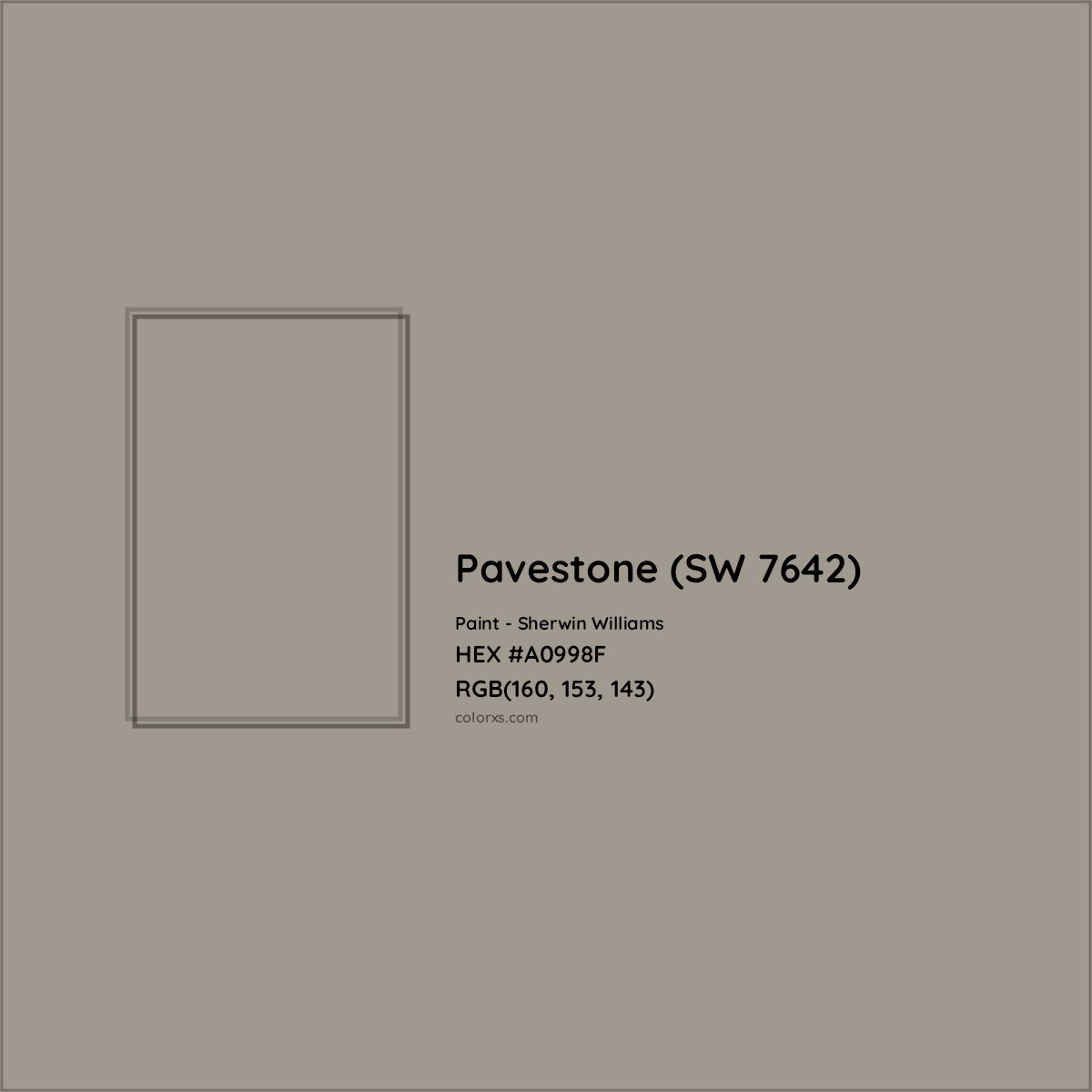 HEX #A0998F Pavestone (SW 7642) Paint Sherwin Williams - Color Code