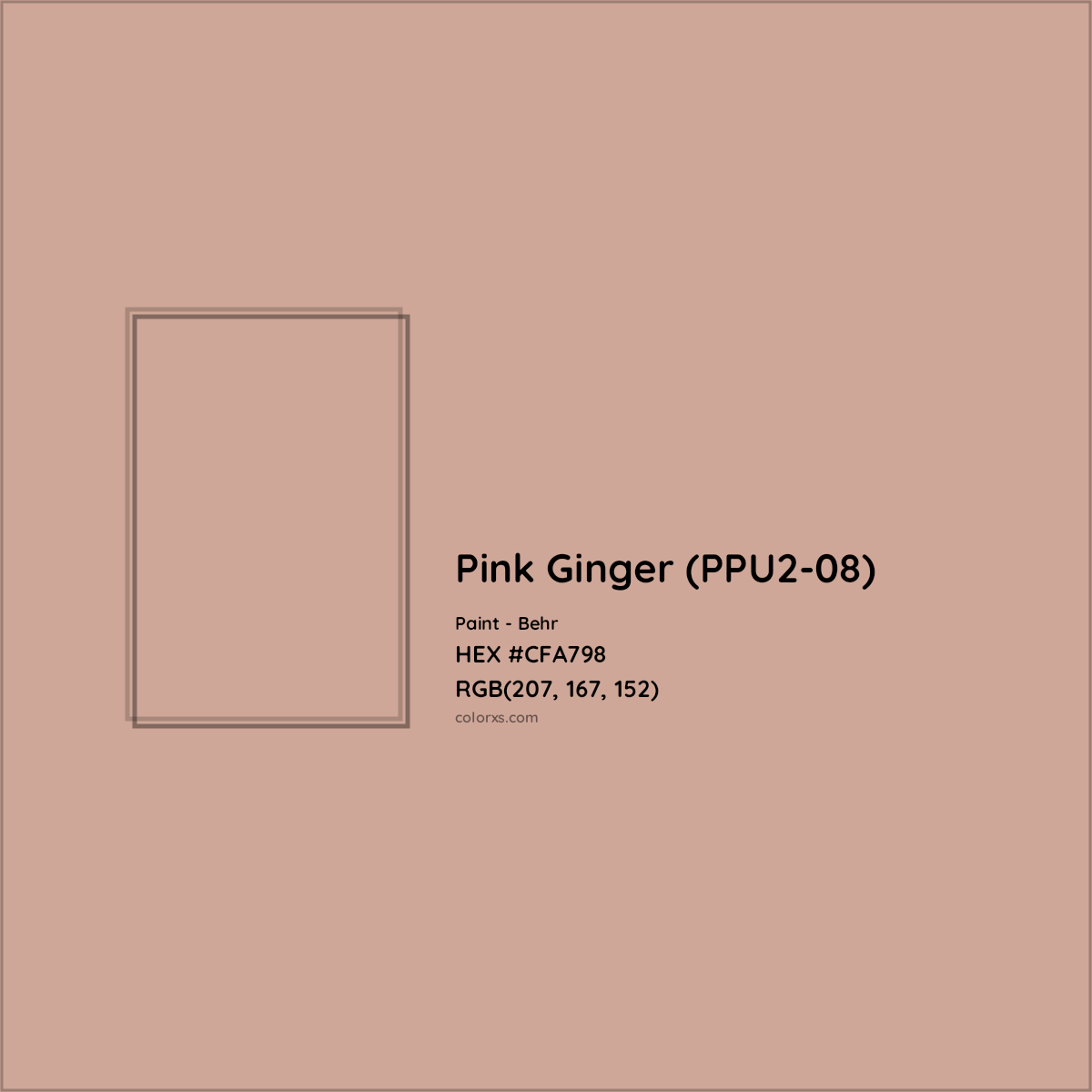 HEX #CFA798 Pink Ginger (PPU2-08) Paint Behr - Color Code