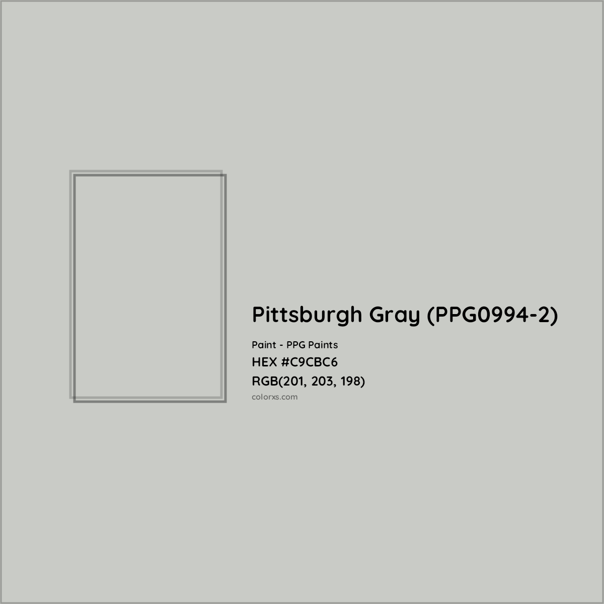 HEX #C9CBC6 Pittsburgh Gray (PPG0994-2) Paint PPG Paints - Color Code