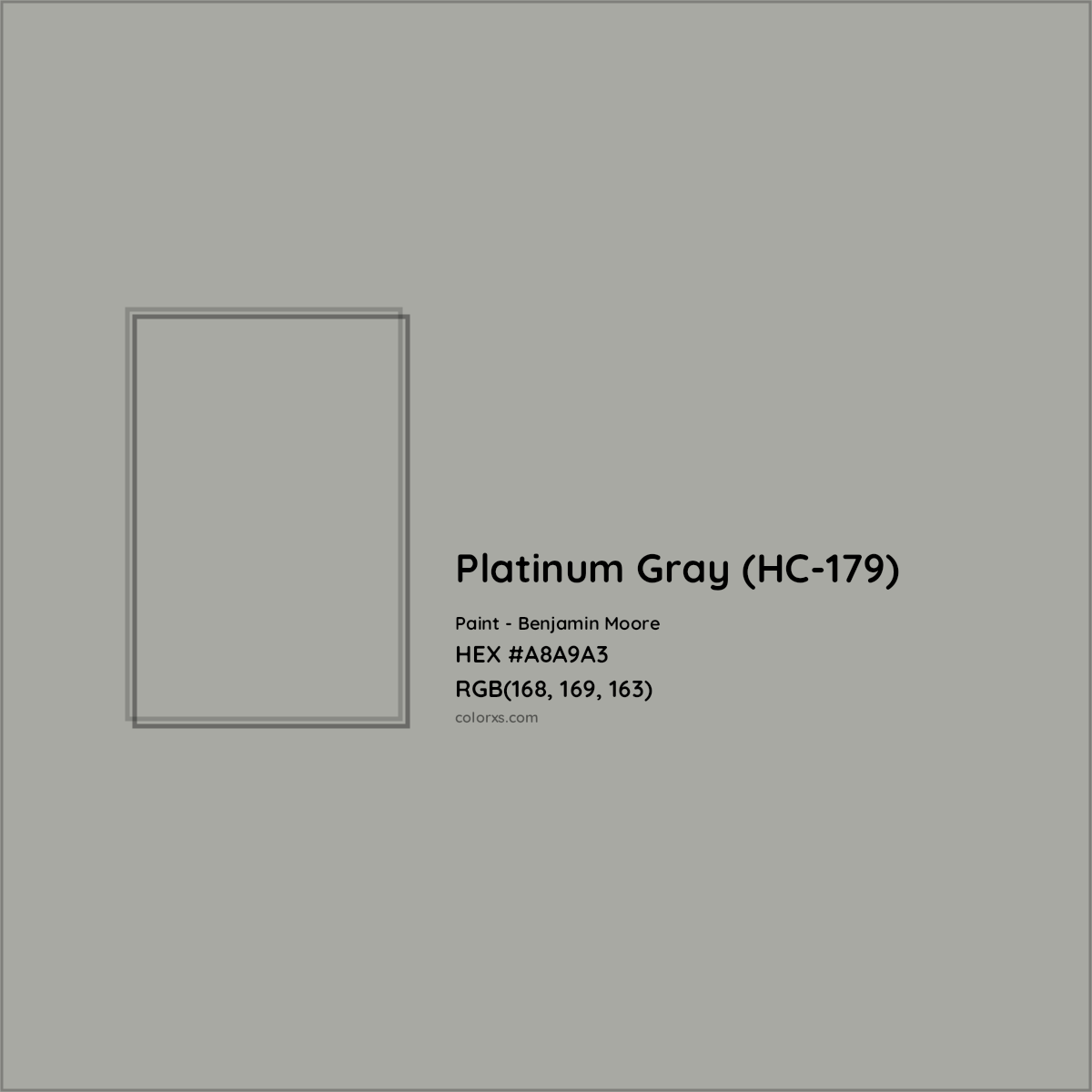 HEX #A8A9A3 Platinum Gray (HC-179) Paint Benjamin Moore - Color Code