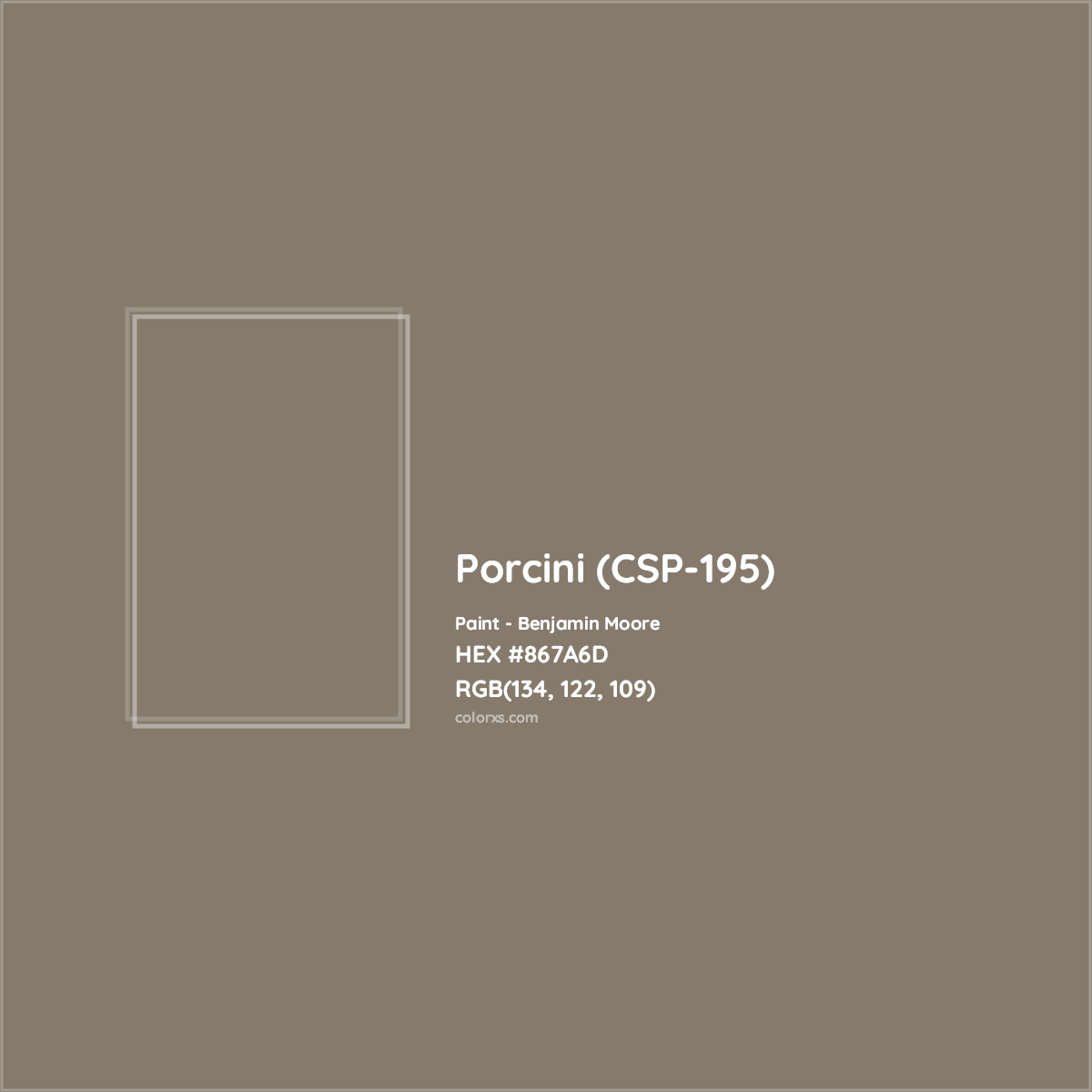 HEX #867A6D Porcini (CSP-195) Paint Benjamin Moore - Color Code