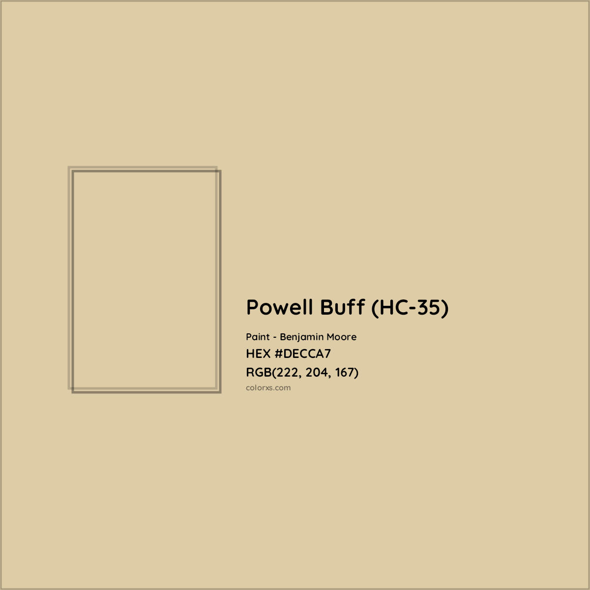 HEX #DECCA7 Powell Buff (HC-35) Paint Benjamin Moore - Color Code