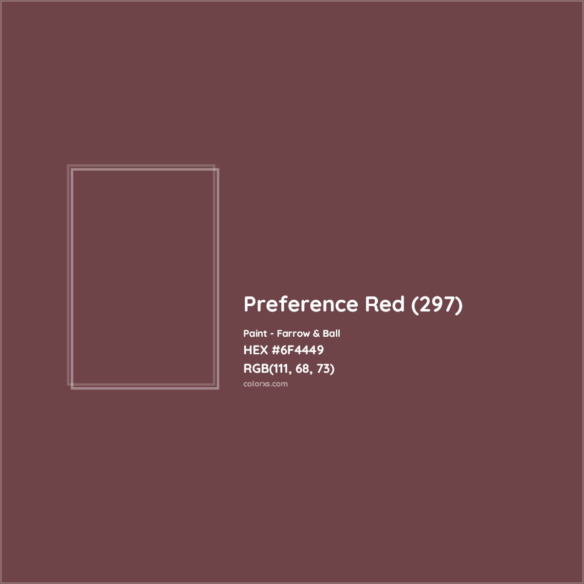 HEX #6F4449 Preference Red (297) Paint Farrow & Ball - Color Code