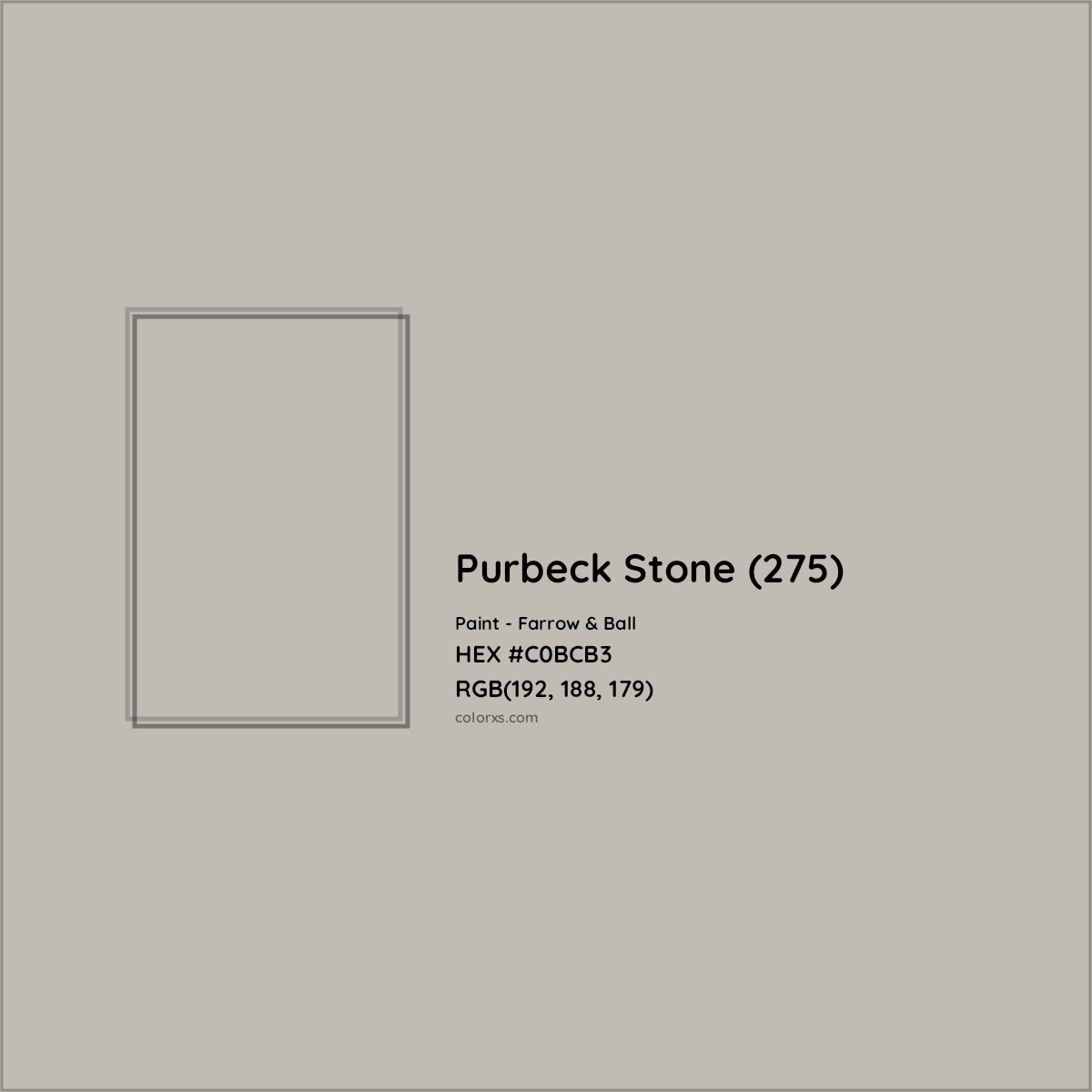 HEX #C0BCB3 Purbeck Stone (275) Paint Farrow & Ball - Color Code