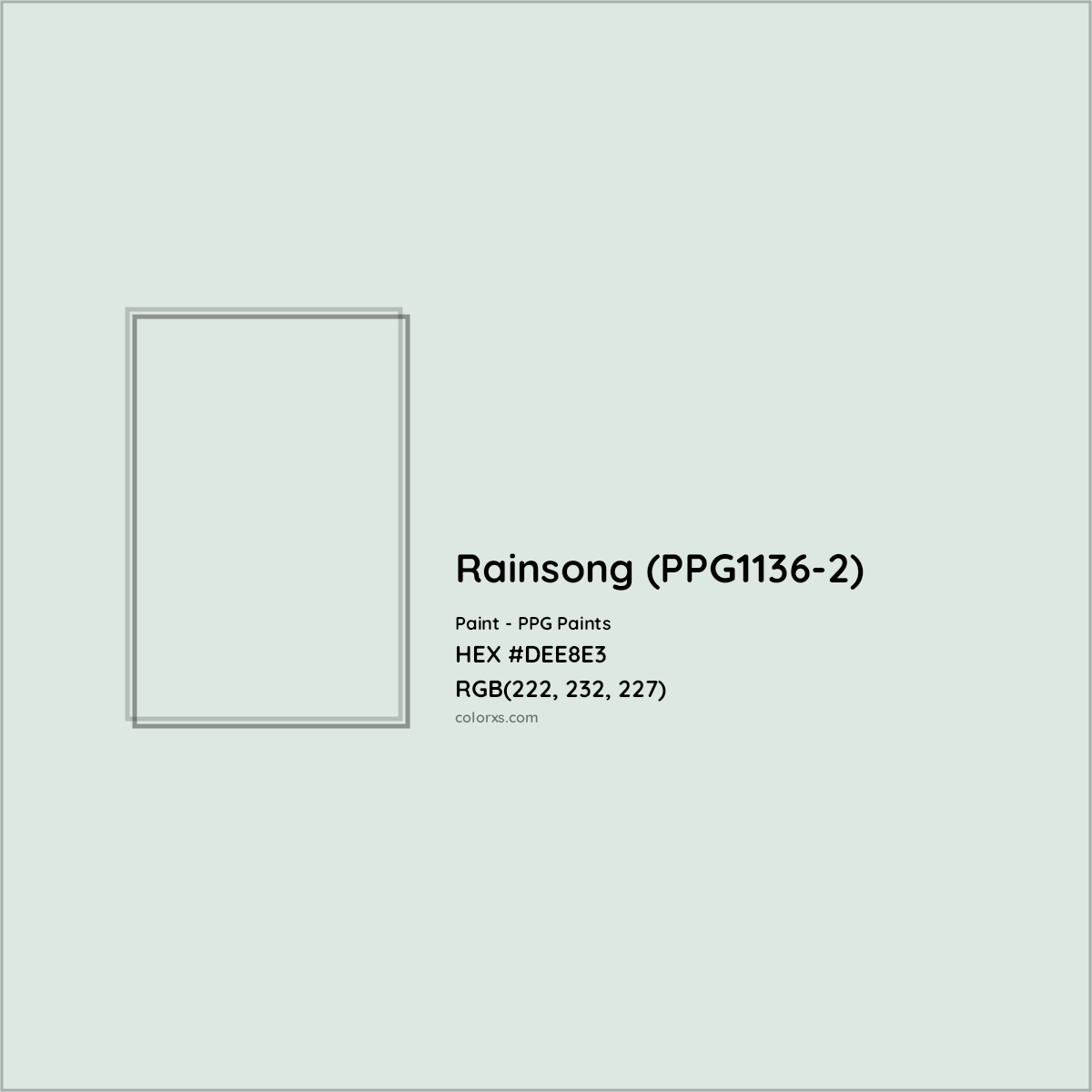 HEX #DEE8E3 Rainsong (PPG1136-2) Paint PPG Paints - Color Code