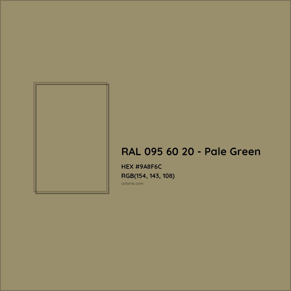 HEX #9A8F6C RAL 095 60 20 - Pale Green CMS RAL Design - Color Code