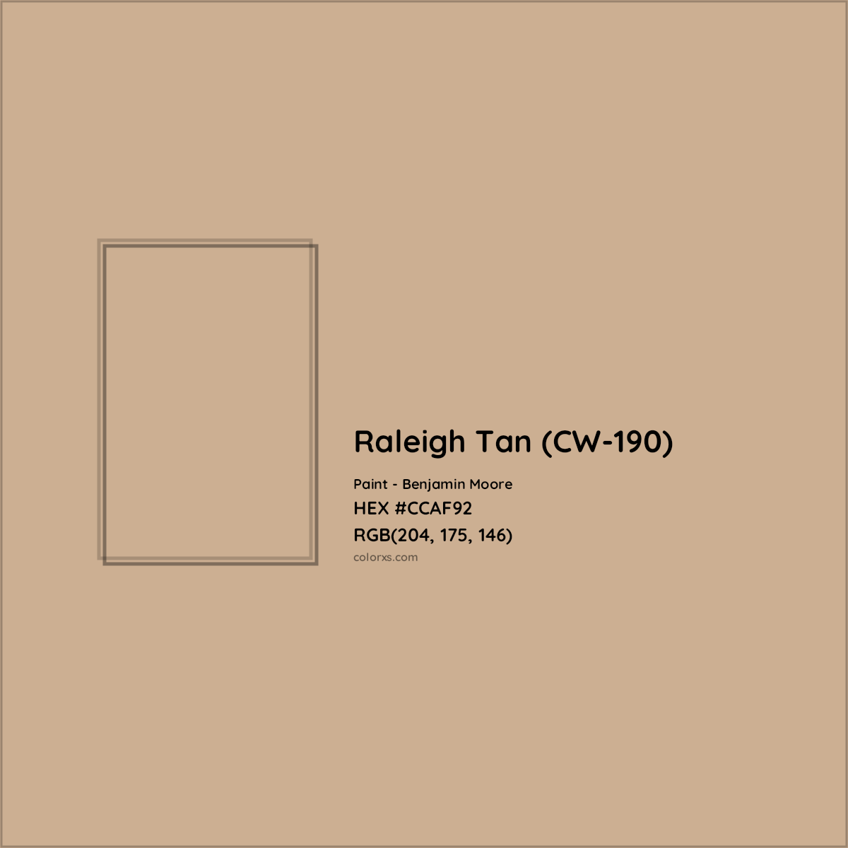 HEX #CCAF92 Raleigh Tan (CW-190) Paint Benjamin Moore - Color Code