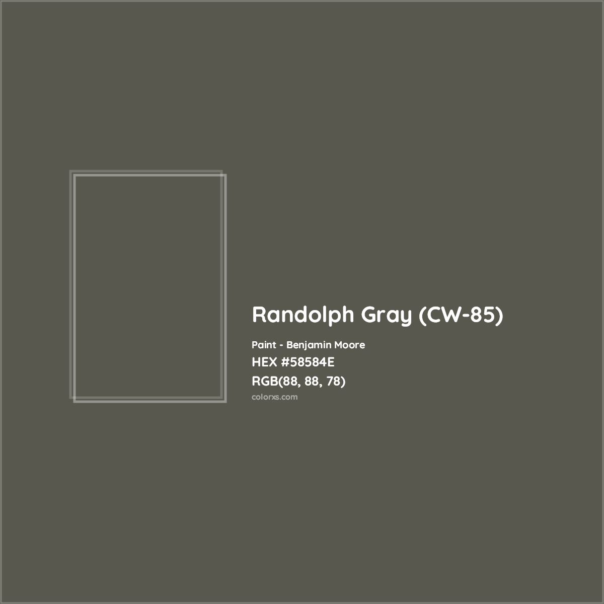 HEX #58584E Randolph Gray (CW-85) Paint Benjamin Moore - Color Code