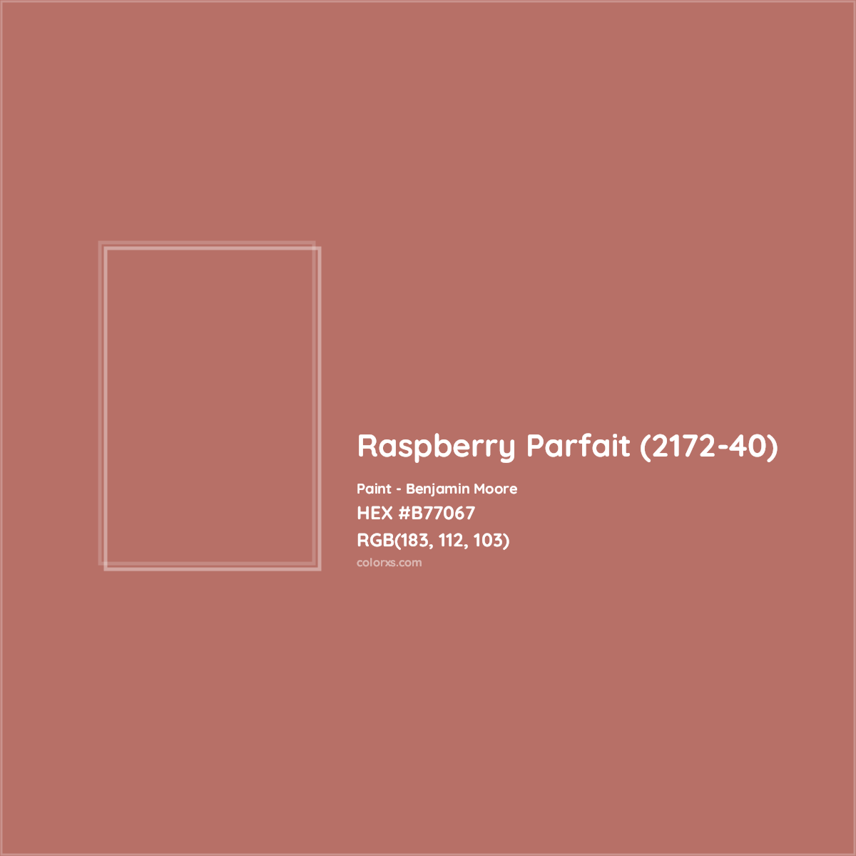 HEX #B77067 Raspberry Parfait (2172-40) Paint Benjamin Moore - Color Code