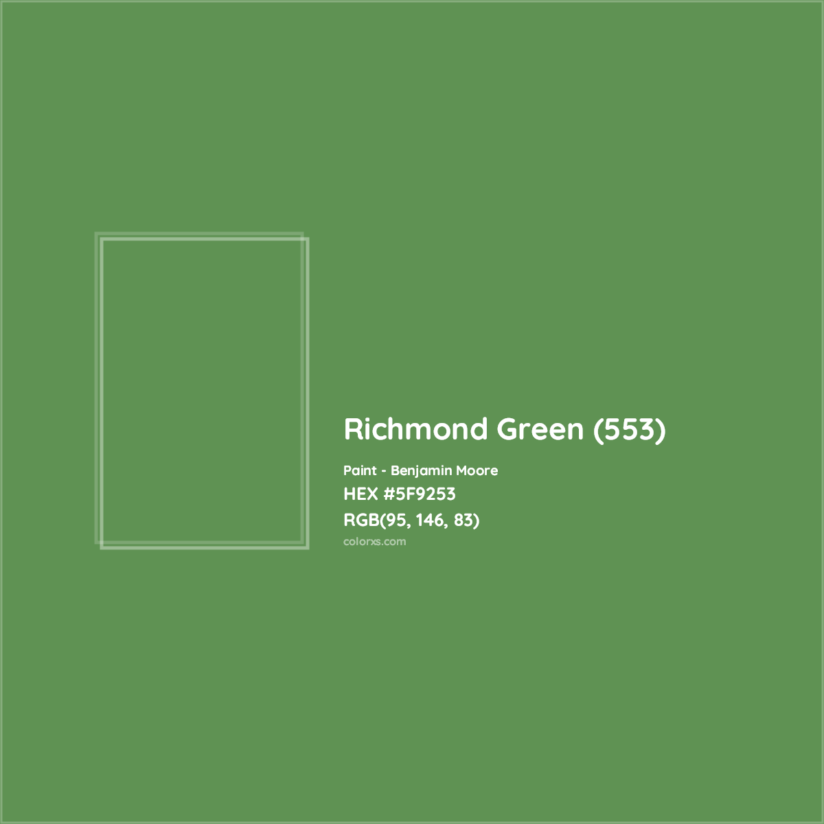 HEX #5F9253 Richmond Green (553) Paint Benjamin Moore - Color Code