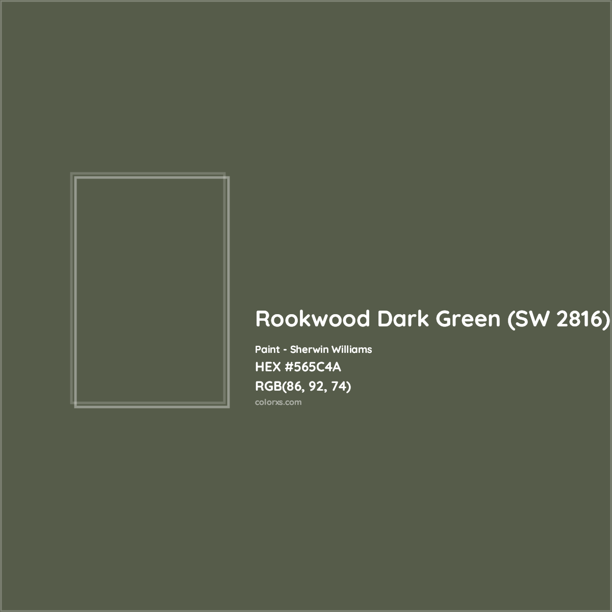 HEX #565C4A Rookwood Dark Green (SW 2816) Paint Sherwin Williams - Color Code