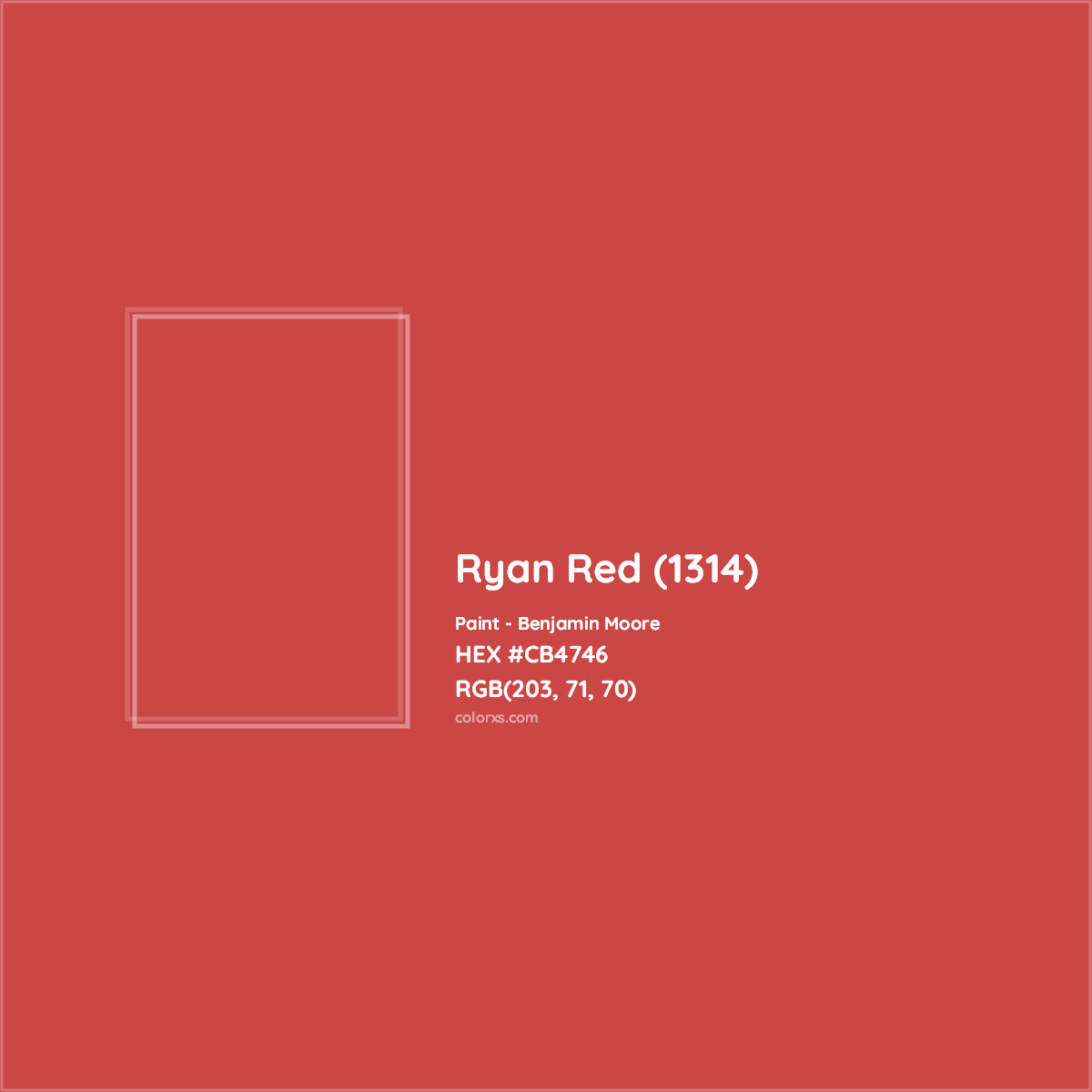 HEX #CB4746 Ryan Red (1314) Paint Benjamin Moore - Color Code
